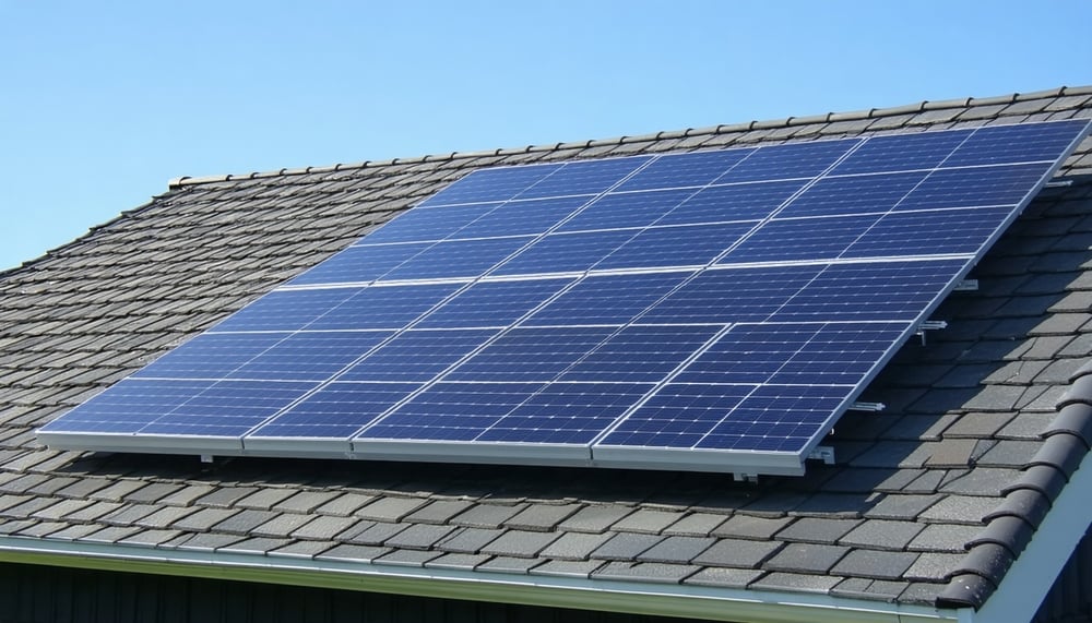 Photovoltaikanlage auf einem modernen Hausdach Photovoltaikanlage auf einem modernen Hausdach